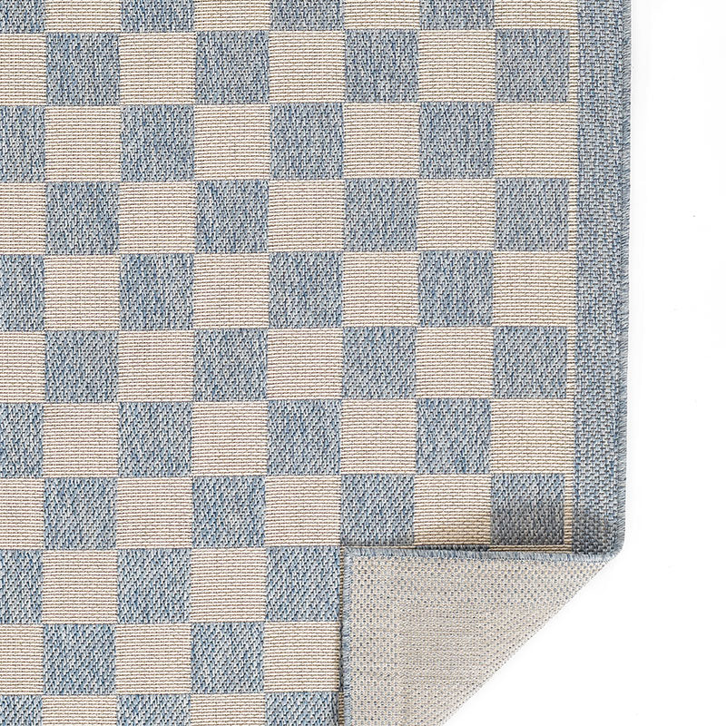 Checkered Outdoor Rug -  Blue, 8' Runner