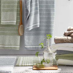 Plush Spa Stripe 6-Piece Bath Set - Light Willow