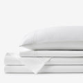 Dorset Stripe Luxe Smooth Egyptian Cotton Sateen Bed Sheet Set - White, Full