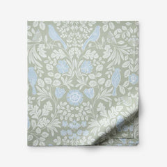 Tira Floral Classic Cool Cotton Percale Flat Bed Sheet - Bird Green, Full