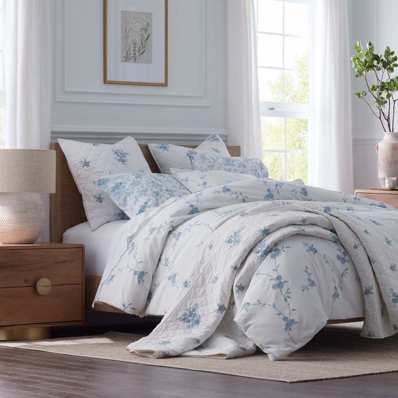 Brinda Floral Quilted Sham - White, Euro