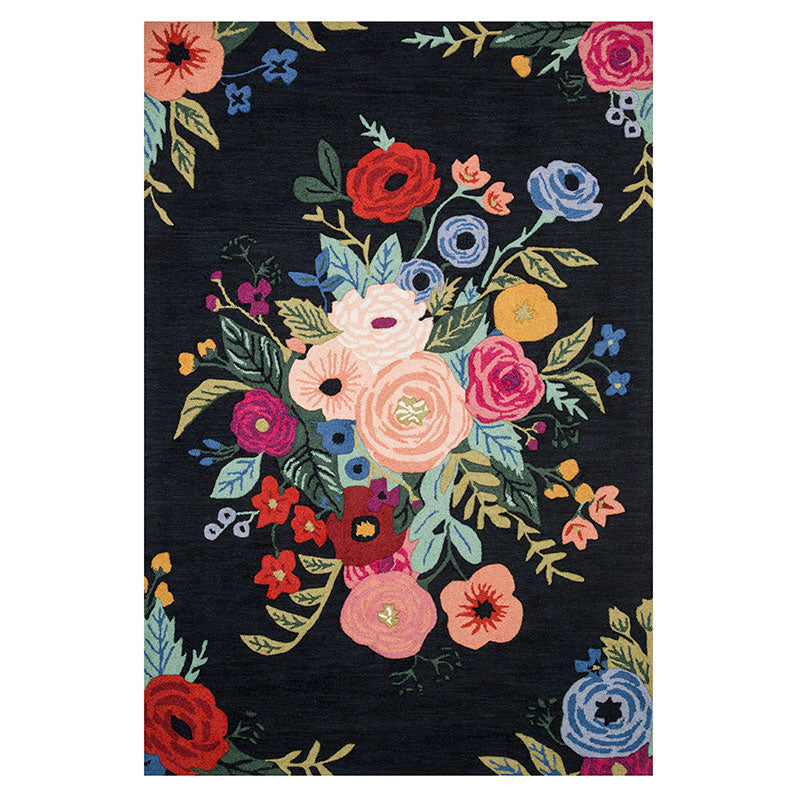 Les Fleur Wool Rug - Black Multi, 5' x 7' 6"
