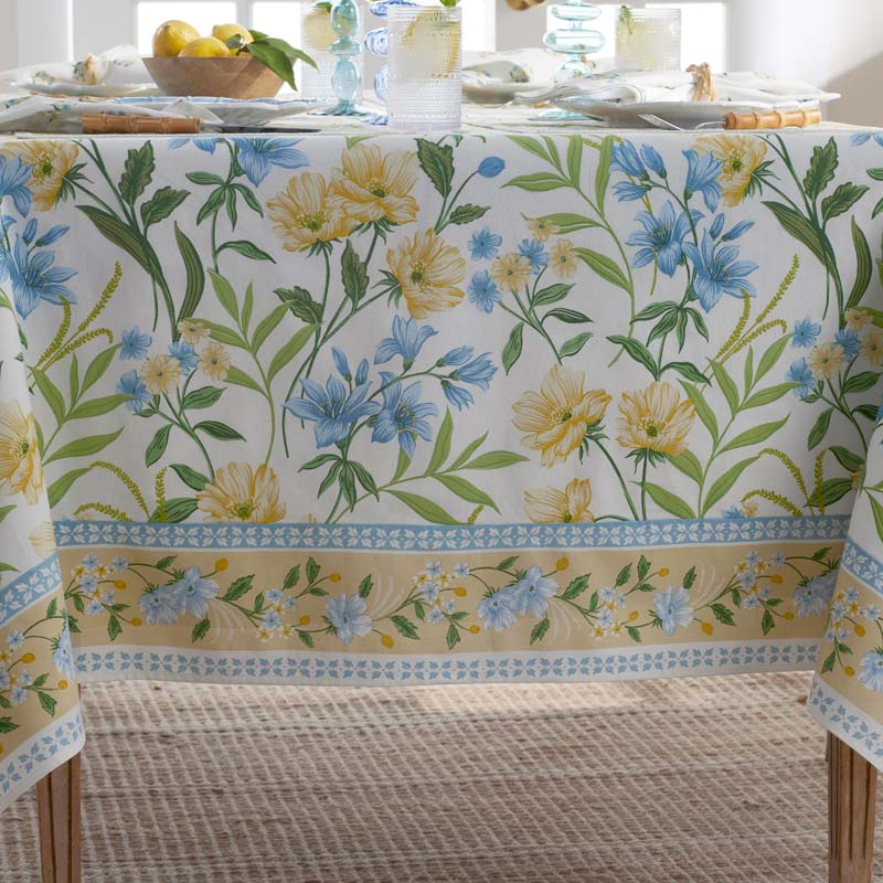Garden Floral Cotton Tablecloth - Gardenia Mist, 70 in. x 108 in.