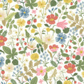 Strawberry Fields Traditional Wallpaper - White, Roll