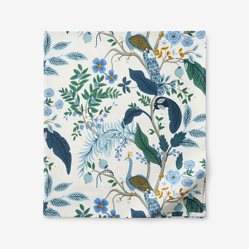 Peacock Classic Smooth Sateen Flat Bed Sheet - Ivory Multi, King/Cal. King