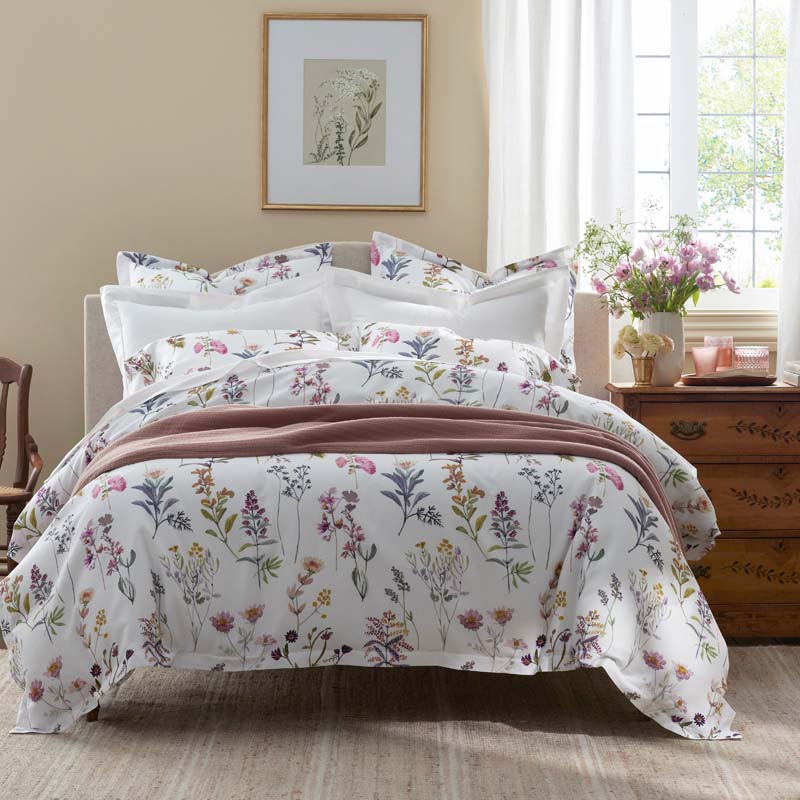 Blooming Garden Classic Smooth Sateen Duvet Cover - White Multi, Full/Queen