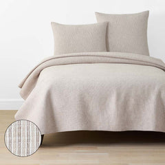Yarn-Dyed Pencil Stripe Quilt - Taupe, Full/Queen