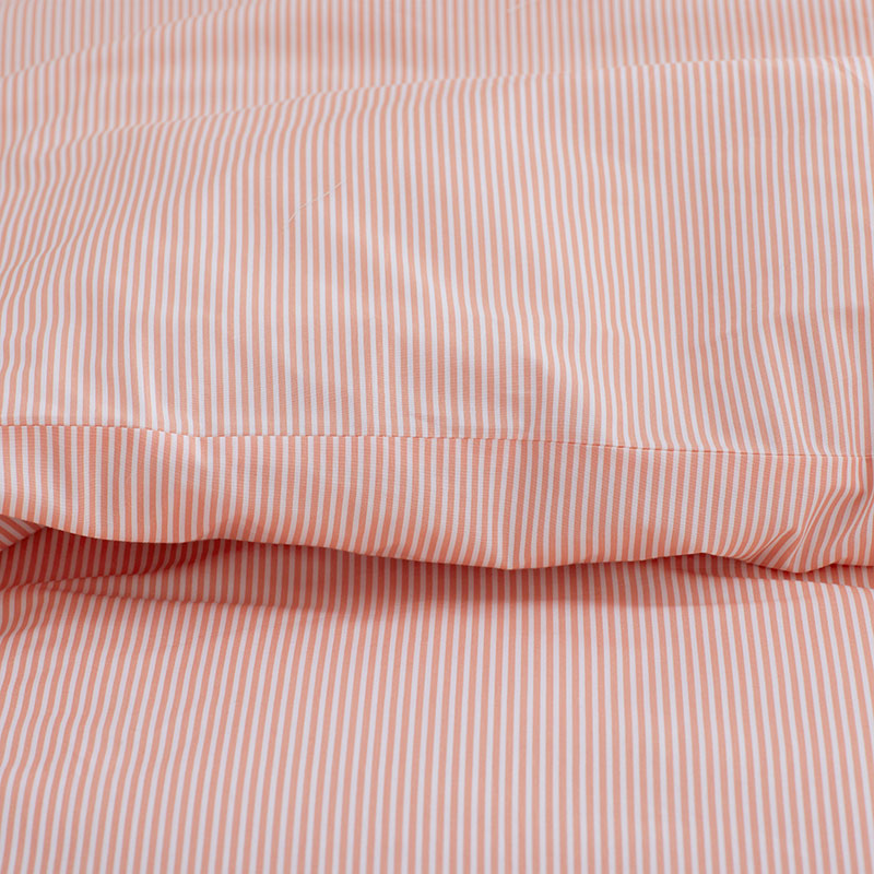 Sunshine & Blooms Classic Cool Cotton Percale Duvet Cover - Pinstripe Coral, King/Cal King