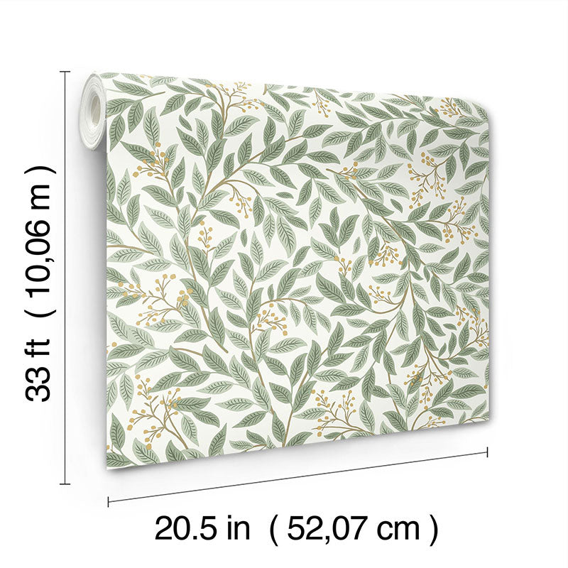 Willowberry Traditional Wallpaper - Sage White, Roll
