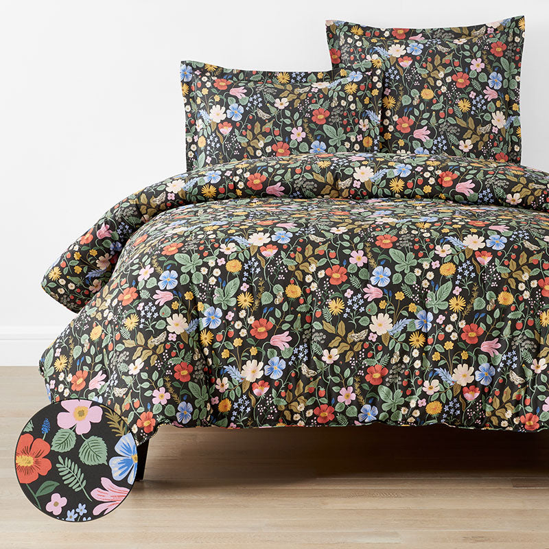 Strawberry Fields Classic Cool Cotton Percale Comforter - Black Multi, Full/Queen