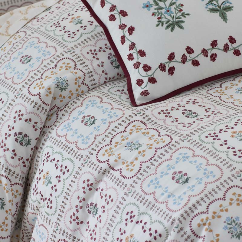 Lottie Classic Cool Cotton Percale Duvet Cover - Ivory Multi, Twin/Twin XL