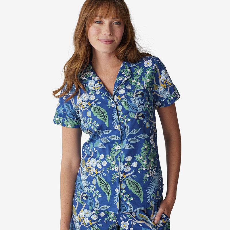 Poplin Women's Shorts Set - Peacock, L