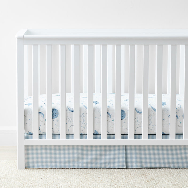 Night Sky Classic Cool Organic Cotton Percale Fitted Crib Sheet - Blue