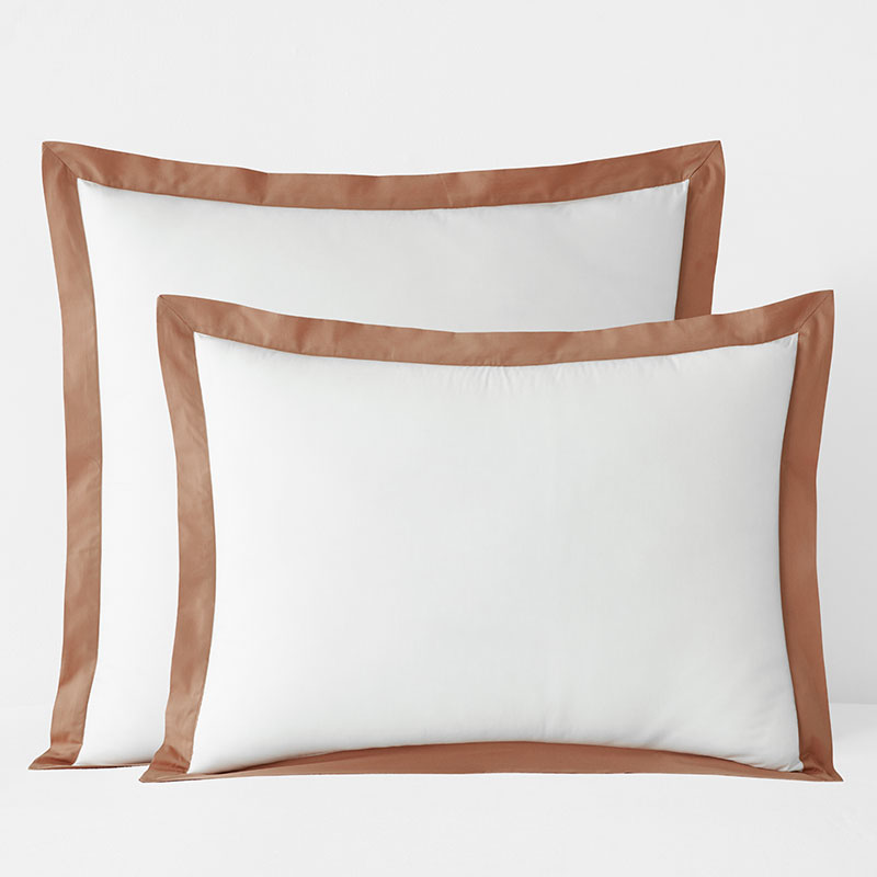 Solid Border Classic Cool Cotton Percale Sham - Clay, Standard