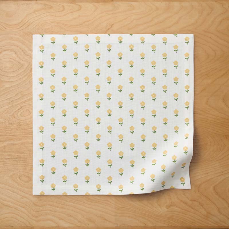 Flower Napkins, Set of 4 - Flowers Yellow