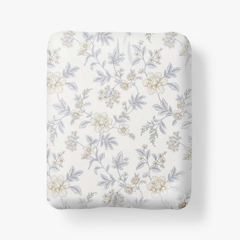 Whispering Garden Premium Smooth Wrinkle-Free Sateen Fitted Bed Sheet - Gray Multi, Full