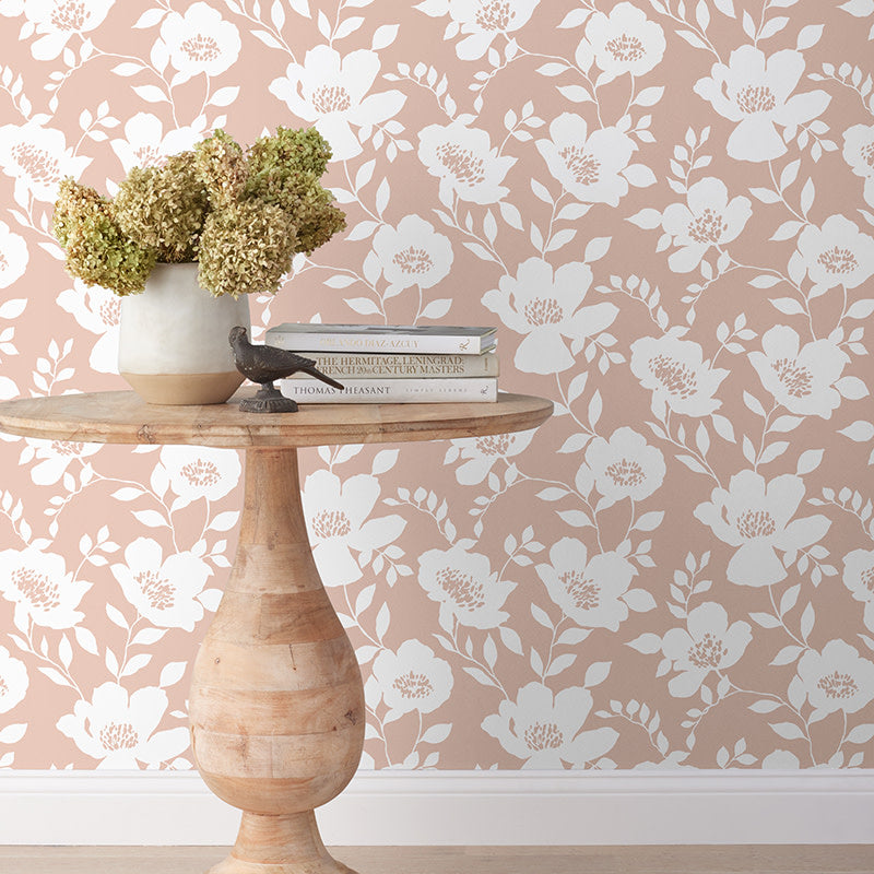 Ava Traditional Wallpaper - Floral Clay, Roll
