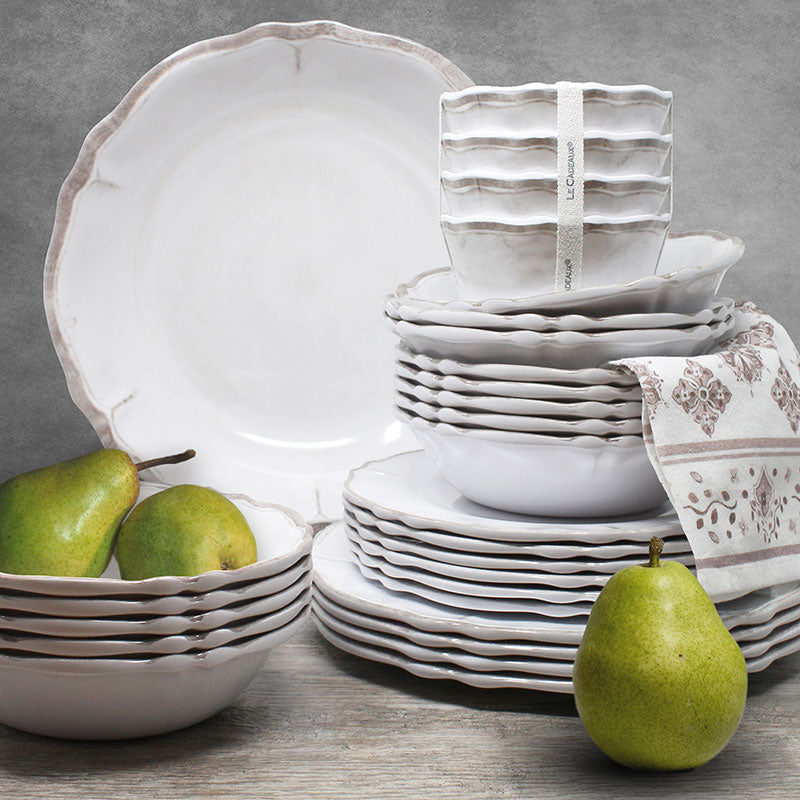 Rustica Antique White Melamine Dinner Plates, Set of 4 - White