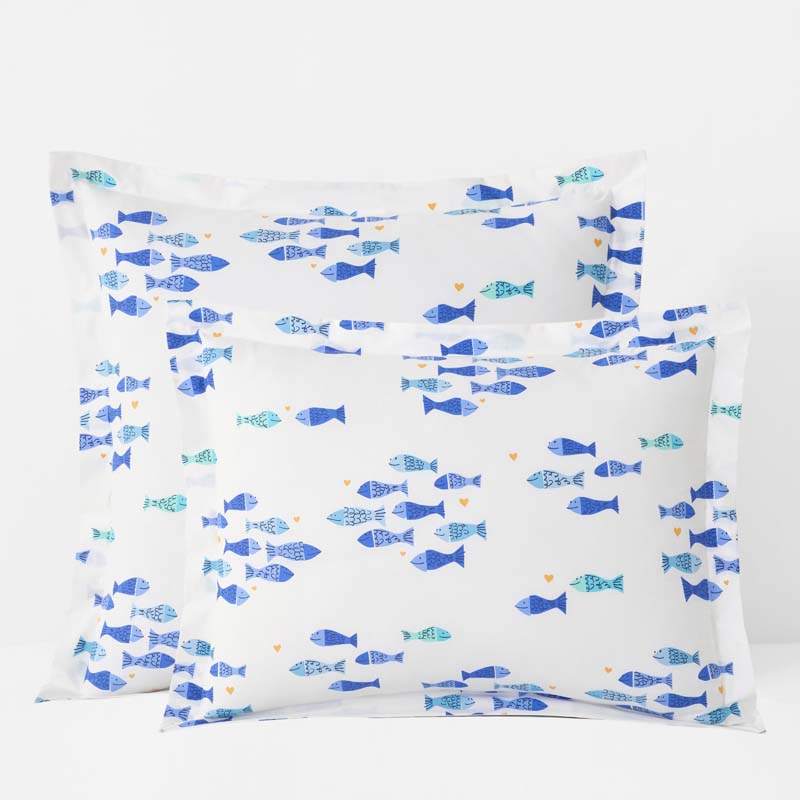 Summer Prints Classic Cool Cotton Percale Sham - Fish Swim, Euro