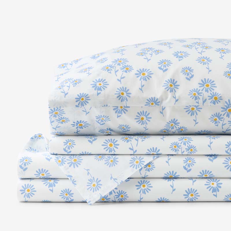 Isadora Classic Cool Cotton Percale Bed Sheet Set - Flower, Full
