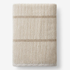 Narrow Stripe Reversible Cotton Bath Sheet - Taupe