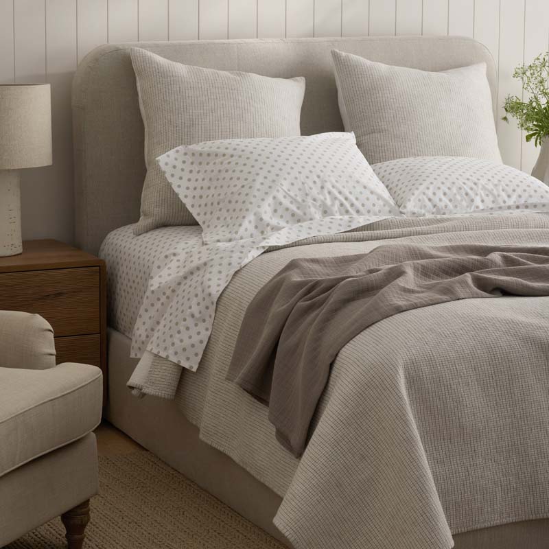 Isadora Classic Cool Cotton Percale Bed Sheet Set - Dot, King
