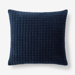 Tufted Stitch Velvet Decorative Square Pillow Cover - Navy, 20 in. x 20 in.