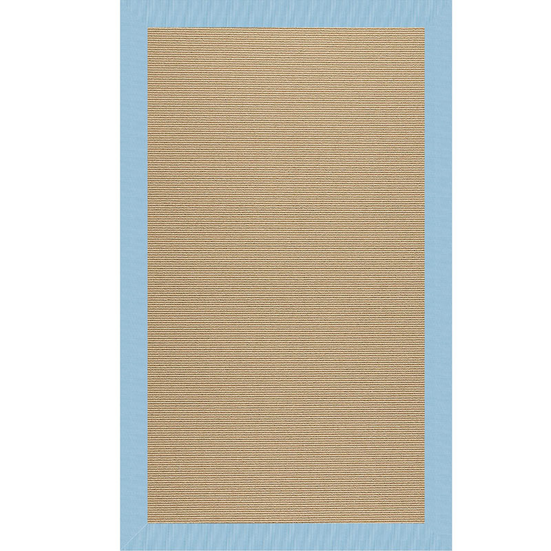 Sunbrella Narrow Stripe Bordered Indoor/Outdoor Rug -  Light Blue, 8' x 10'