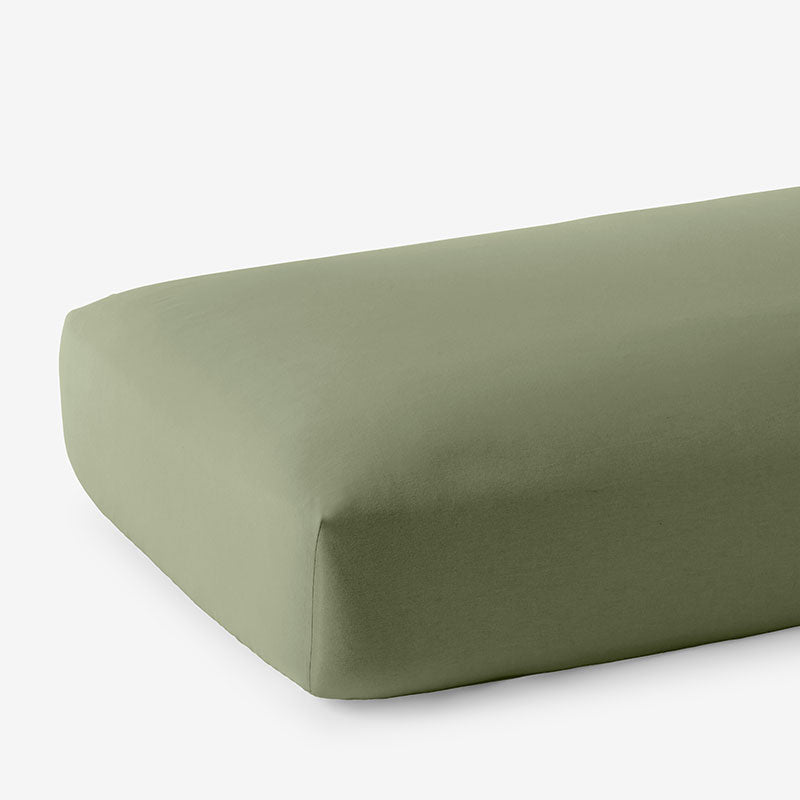 Classic Ultra-Cozy Cotton Velvet Flannel Fitted Bed Sheet - Willow Green, Twin