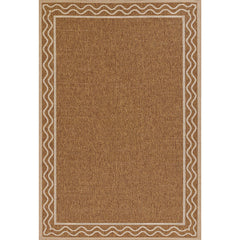 Wave Border Outdoor Rug -  Natural, 2' x 3'