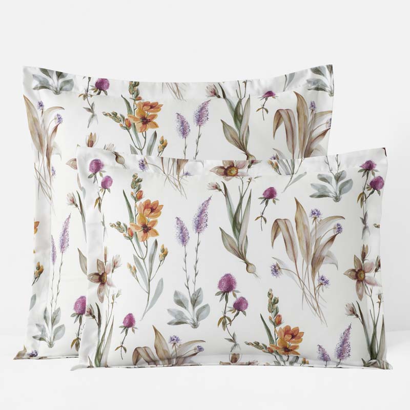 Stem Florals Premium Smooth Wrinkle-Free Sateen Sham - Ivory Multi, Euro