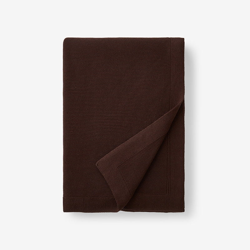 Classic All Season Breathable Cotton Knit Throw - Brown