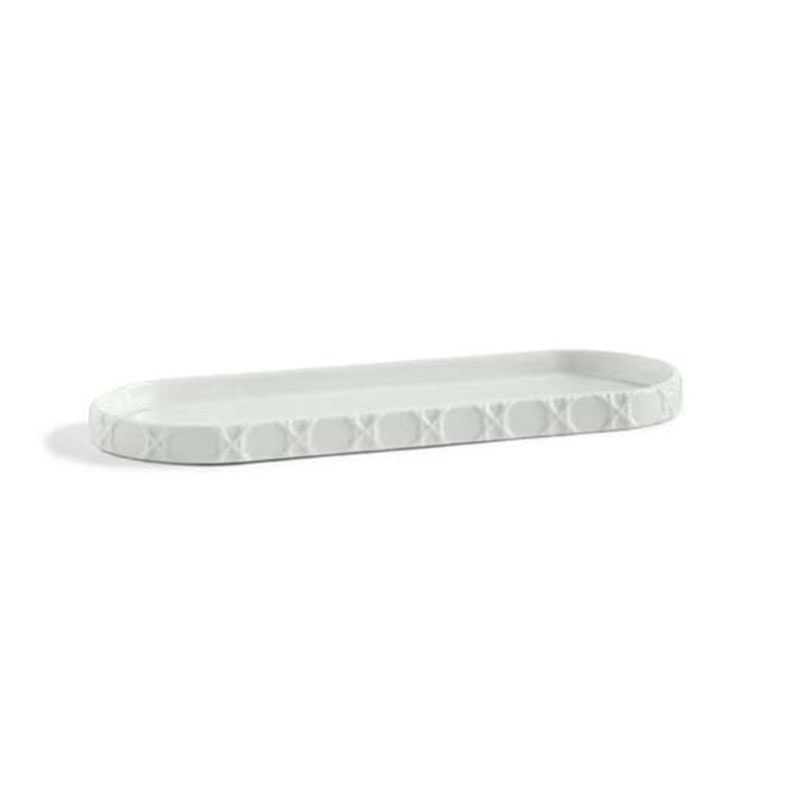 Porcelain Lattice Vanity Tray - White