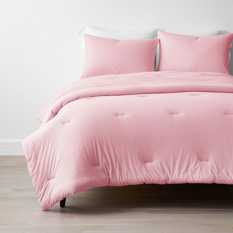 T-Shirt Soft Jersey Knit Comforter Set - Pink, King/Cal King
