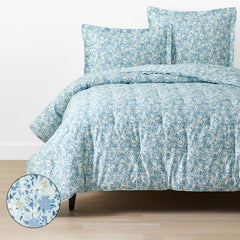 Joyful Floral Classic Smooth Sateen Comforter - Blue, Full/Queen