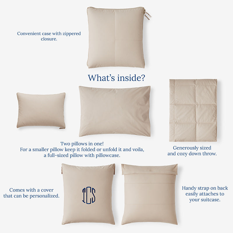 Premium Travel Pillow Throw Set - Feather Tan