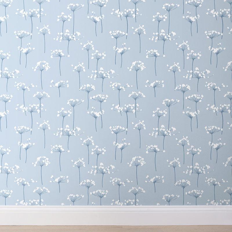 Dandelion Traditional Wallpaper - Pale Blue, Roll