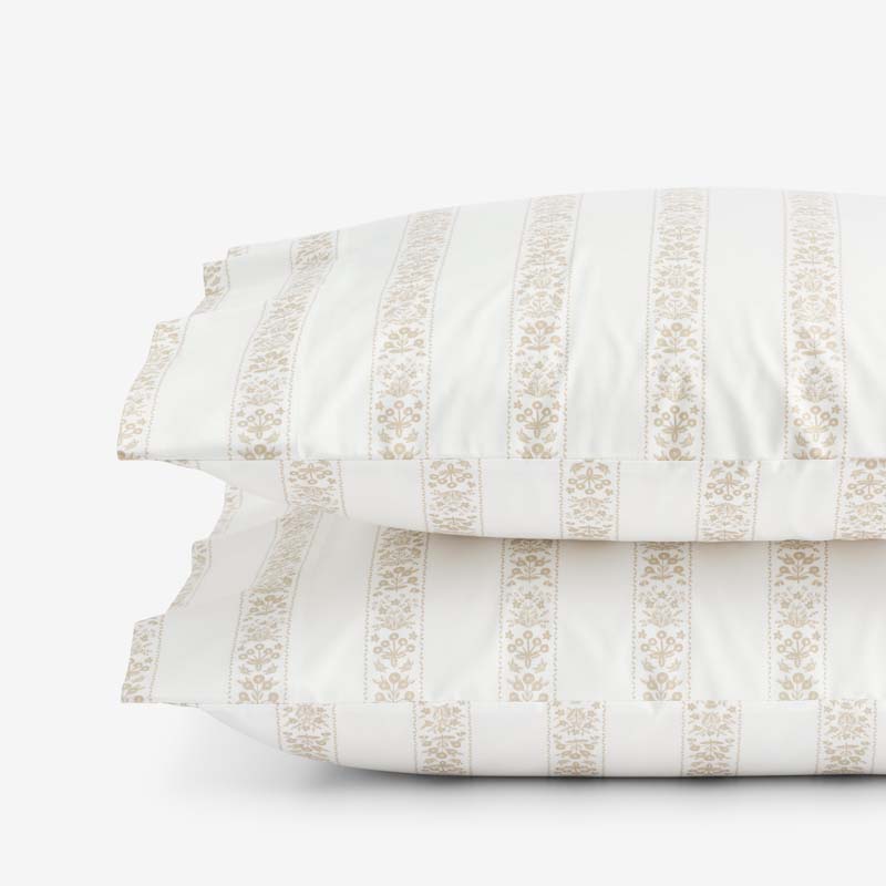Estee Stripe Classic Smooth Sateen Pillowcase Set - Beige Tan, Standard