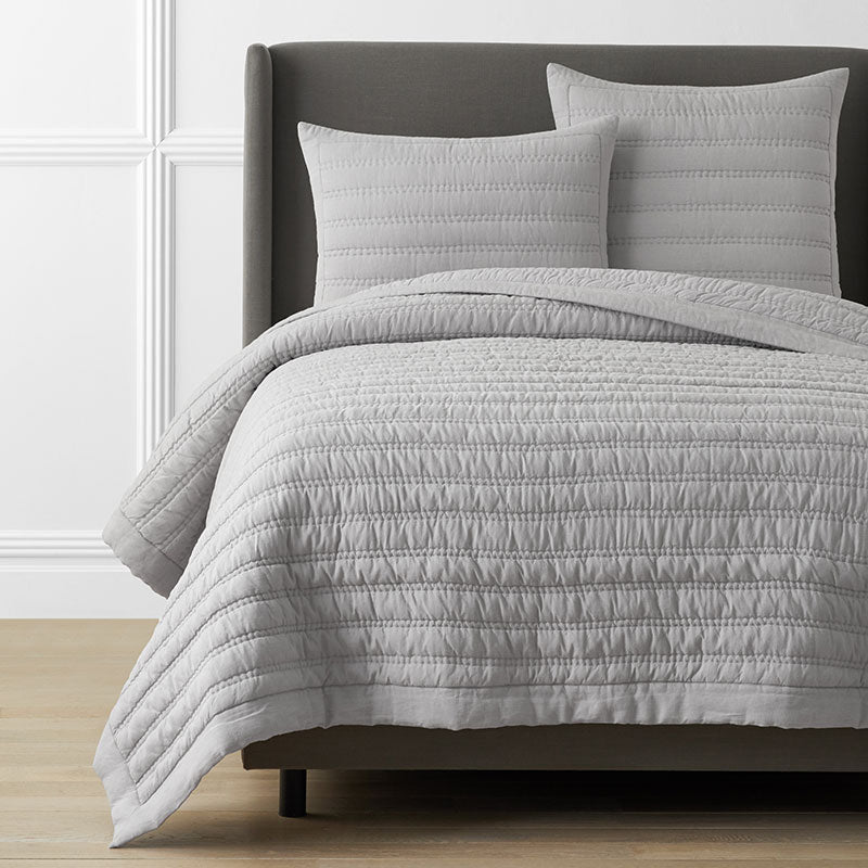 Premium Breathable Washed Linen Solid Quilt - Gray, Twin/Twin XL