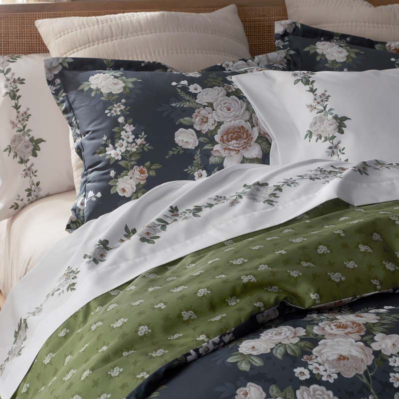 Blooming Melody Border Premium Smooth Wrinkle-Free Sateen Pillowcase Set - White Multi, Standard