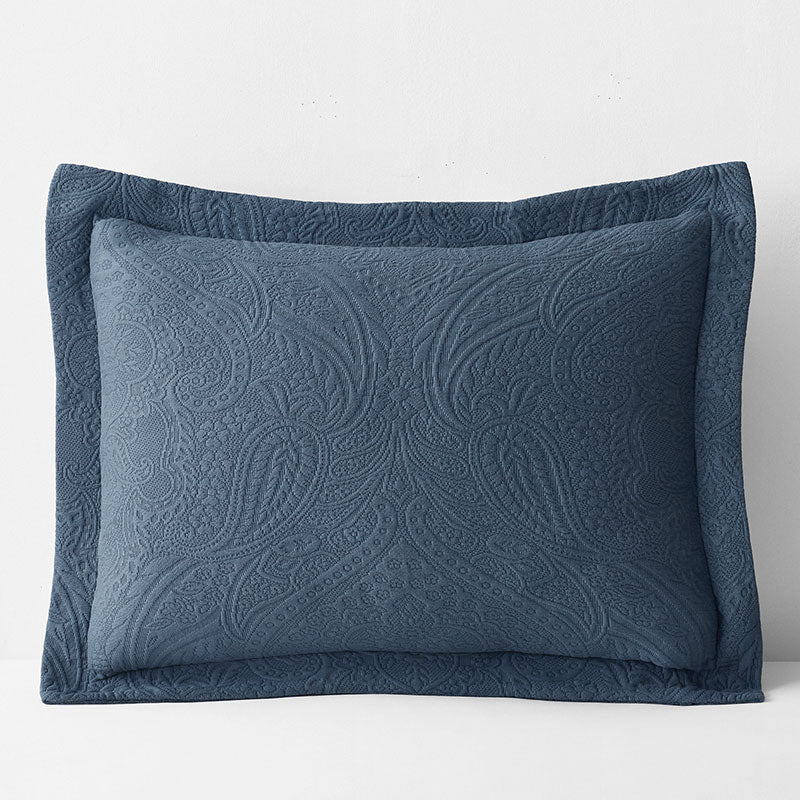 Hillcrest Cotton Matelassé Sham - Steel Blue
