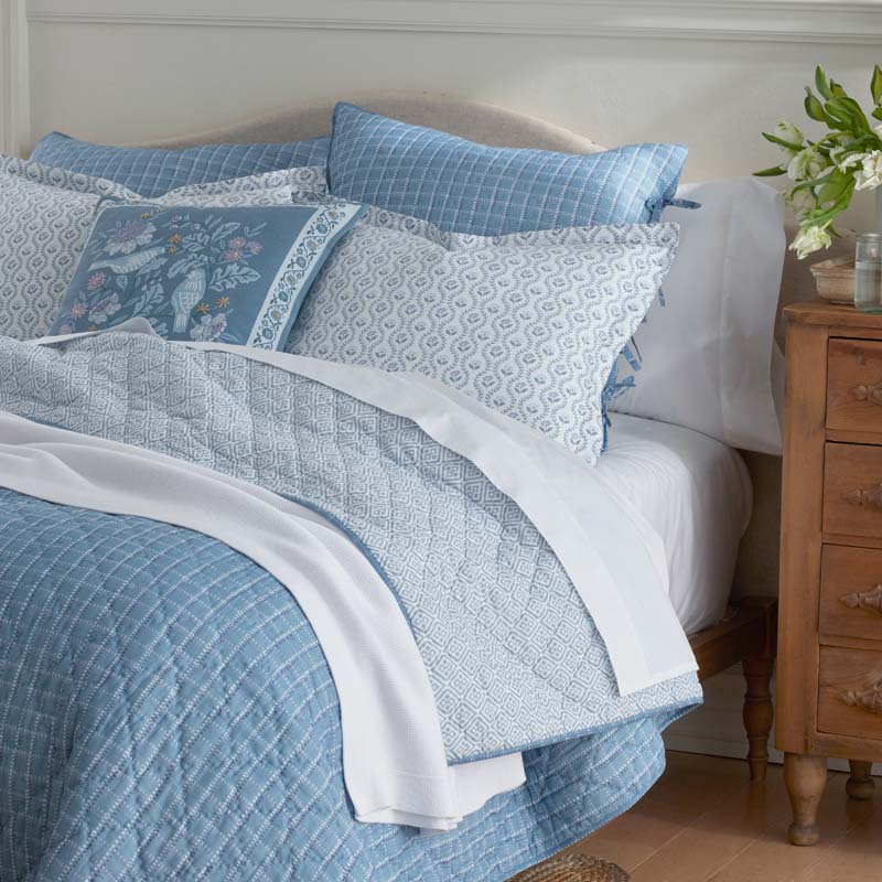 Tira Geo Reversible Quilted Sham - Blue, Euro