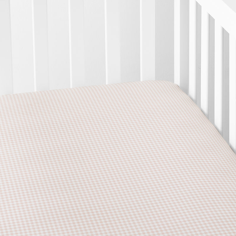 Ditsy Gingham Classic Cool Organic Cotton Percale Fitted Crib Sheet - Pink