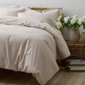 Solid Garment Washed Cotton Percale Fitted Bed Sheet - Buff, Queen