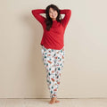 Family Flannel Women's Jogger Pants Pajama Set - Winter Skating Animals, L