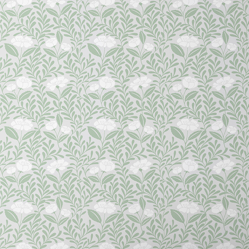 Ava Traditional Wallpaper - Vine Willow Green, Swatch