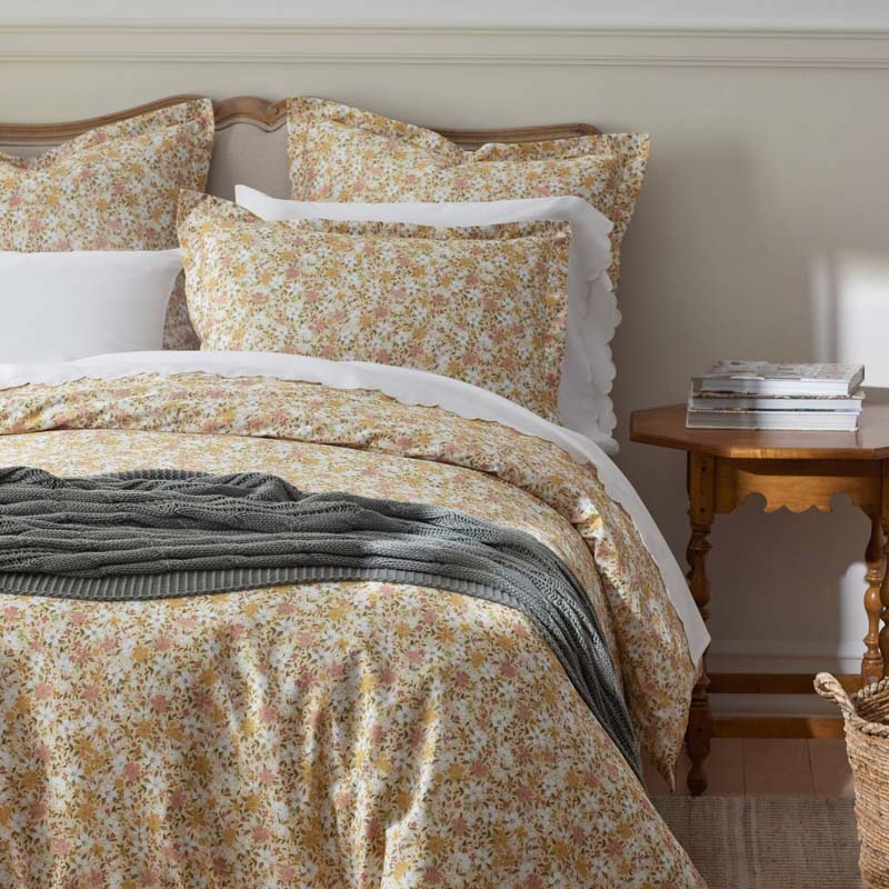 Joyful Floral Classic Smooth Sateen Comforter - Gold, King/Cal. King
