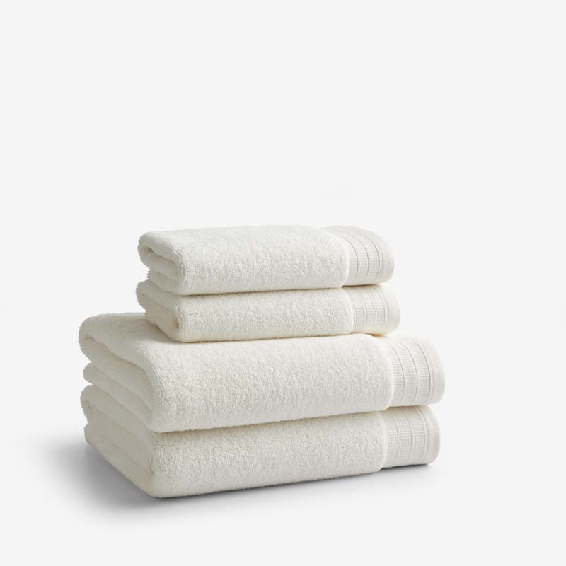 Plush Spa Solid 4-Piece Bath & Hand Towel Set - Cream