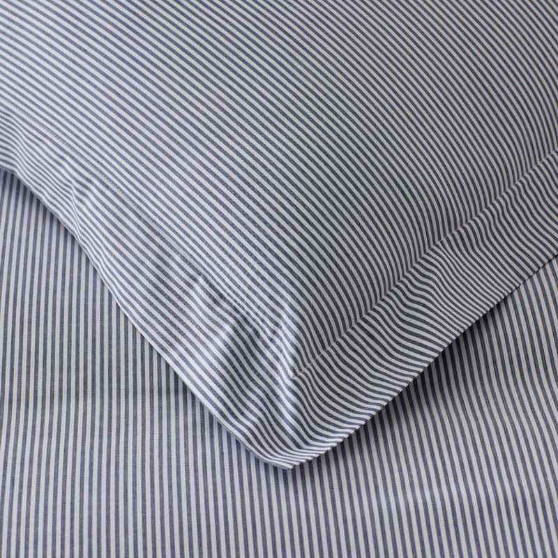 Classic Stripes and Plaids Cool Yarn-Dyed Cotton Percale Flat Bed Sheet - Stripe White/Blue, Full