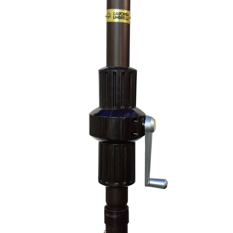 Round Outdoor Patio Umbrella, Fiberglass with Twist Tilt - Bronze Finish, Jockey Red, 11'